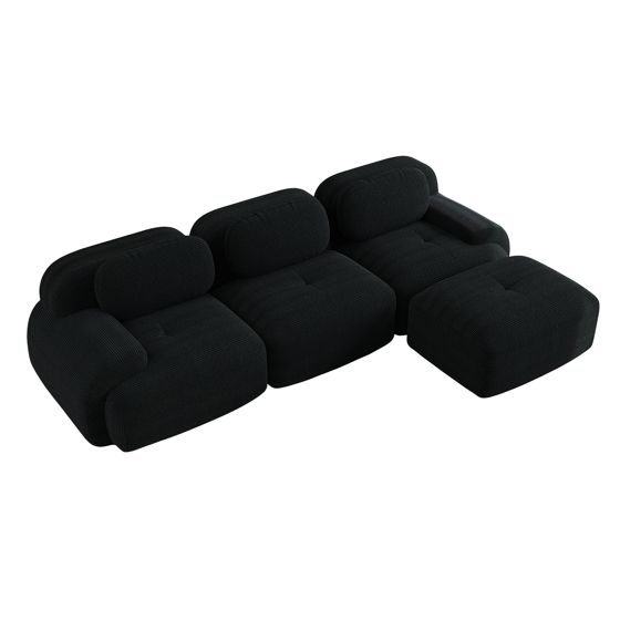 moduulisohva 4-paikkainen musta korduroy moderni ergonominen säädettävä