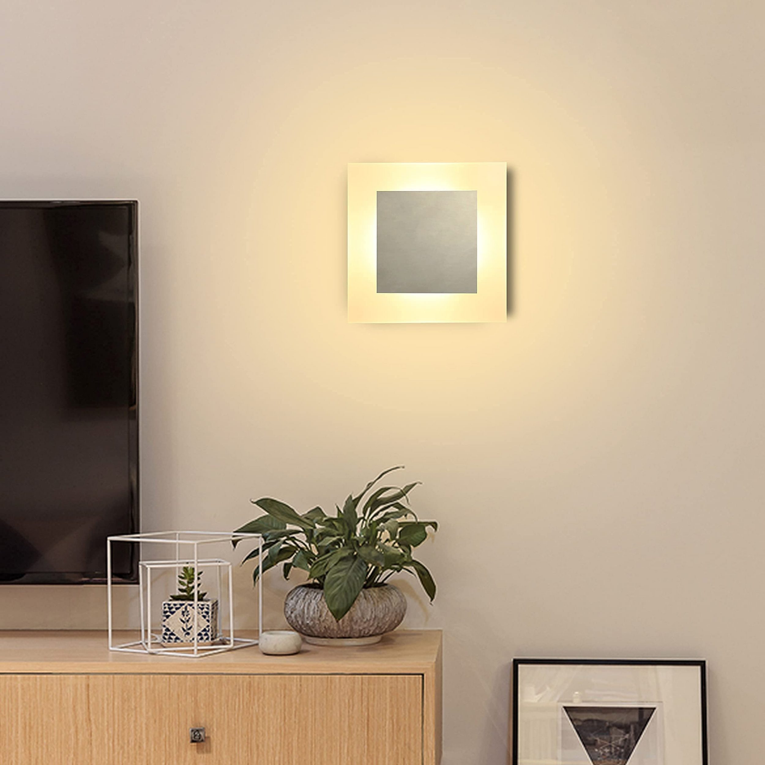 NETTLIFE LED-seinävalaisin sisätiloihin, moderni seinävalaisin, 3000K, lämmin valkoinen, rautaa ja akryyliä, Ø16 cm, 7 W, eteisvalaisin
