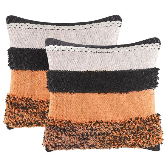 Koristetyynysetti 2 kpl MIHALGAZI puuvilla 45 x 45 cm Monivärinen Raitakuvio