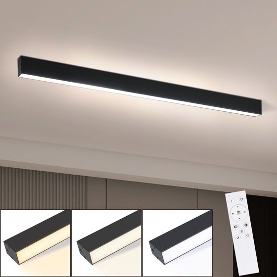 NETTLIFE moderni LED - kattovalaisin, 536cm musta, himmennettäväKaukosäätimellä, 17W, pitkäKattopöytävalaisin, olohuoneeseen ja, makuuhuoneeseen