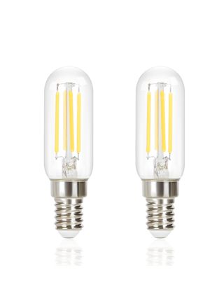 NETTLIFE 2 kpl E14 LED - lamppuja, viileän valkoinen, Vintage T25, 4W, 6000K, energiansäästölamppu, Edison - tyylinen, lasiseen liesituulettimeen