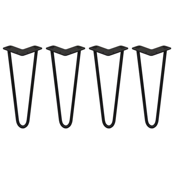 4 x 12" hiusneulanpäät - 2 piikkiä - 12 mm - musta