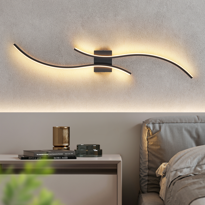 NETTLIFE Sisä-LED-seinävalaisin - 14 W Eteisvalaisin 100 CM Musta Porrasvalaisin Moderni Aaltokuvio 3000K