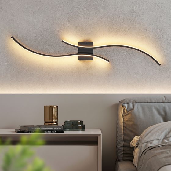 NETTLIFE Sisä-LED-seinävalaisin - 14 W Eteisvalaisin 100 CM Musta Porrasvalaisin Moderni Aaltokuvio 3000K