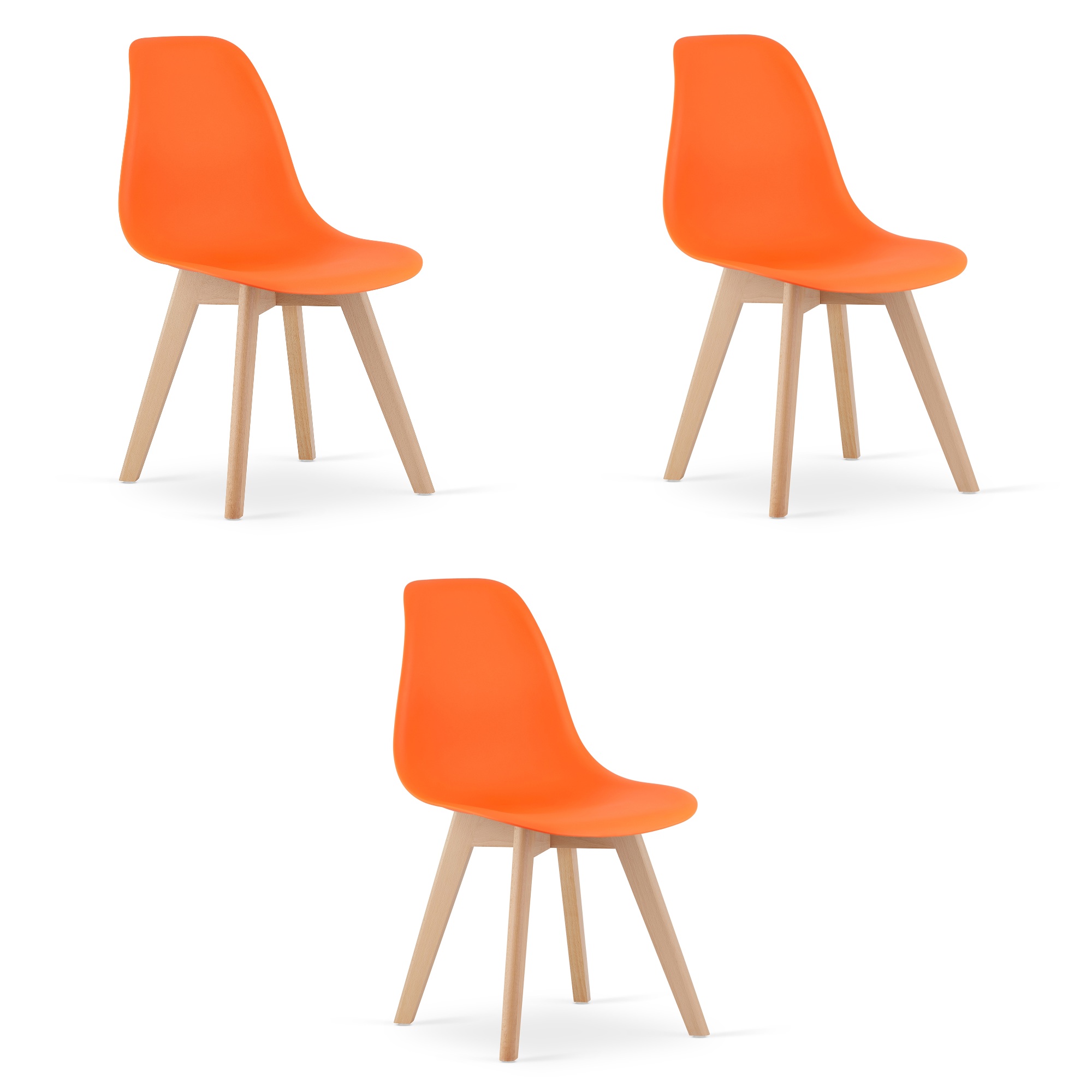 KITO-tuoli, oranssi, luonnonväriset jalat (3 kpl)