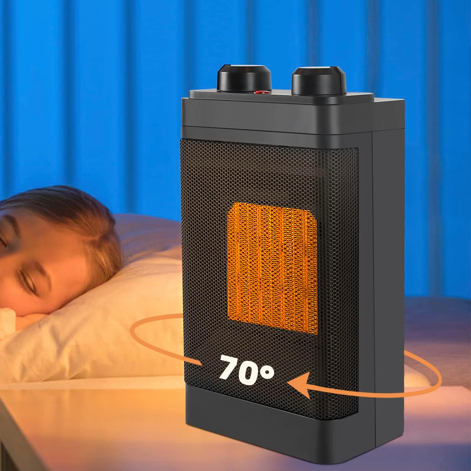 NETTLIFE PTC-keramiikkalämmityspuhallin 1500W, 3 hiljaista toimintatilaa, 70°C termostaatti, heilutus, ylikuumenemissuojaus