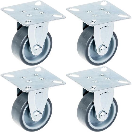 50 mm:n (2 tuuman) pyörä, harmaa kumirengas, kiinteä, kantavuus 160 kg, 4 kpl:n sarja