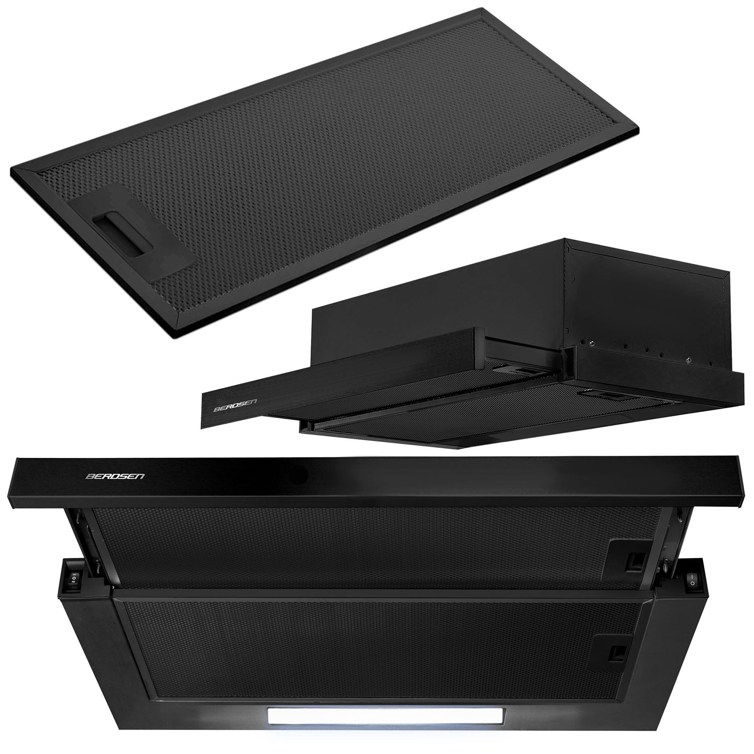 Liesituuletin kaapin alle - 60 cm Berdsen BE-60-LW musta