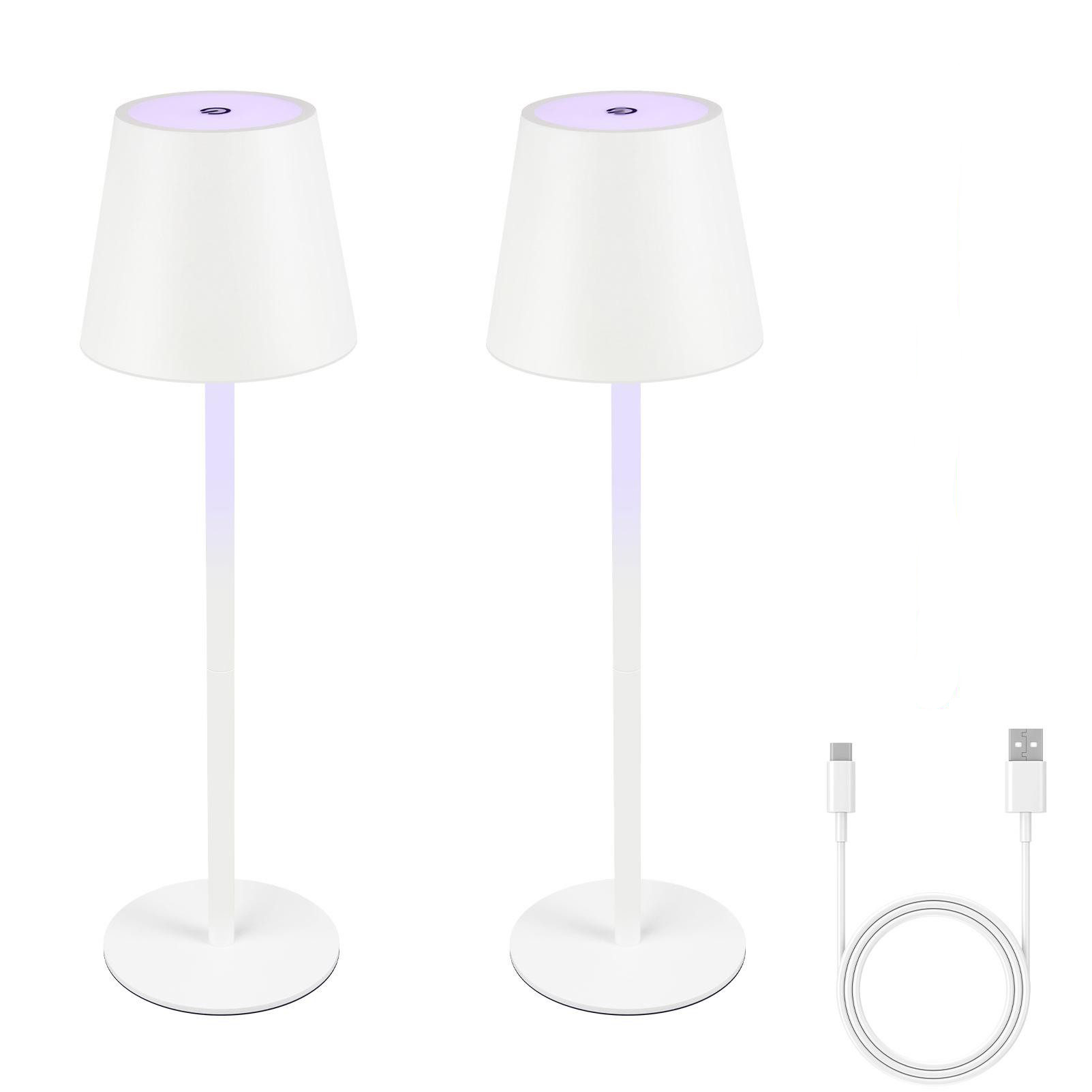 NETTLIFE Langaton paristokäyttöinen, yöpöytävalaisin, 2Kpl - 2600mhA, RGB LED ladattava ulkopöytävalaisin, himmennettäväKosketusnäyttö