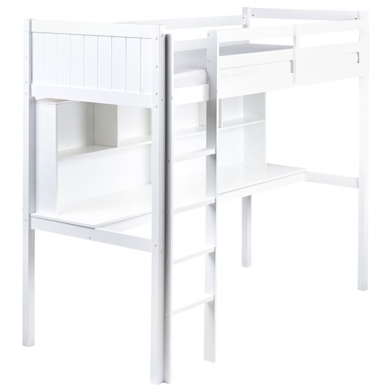 Parvisänky työpöydällä mänty FOUCAMONT 90 x 200 cm Valkoinen