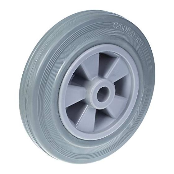 200 mm:n pyörä, jossa harmaa kumi polypropeenikeskiön päällä.