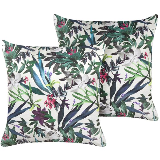 Koristetyynysetti 2 kpl GASTERIA sametti 45 x 45 cm Vihreä Kasvikuvio