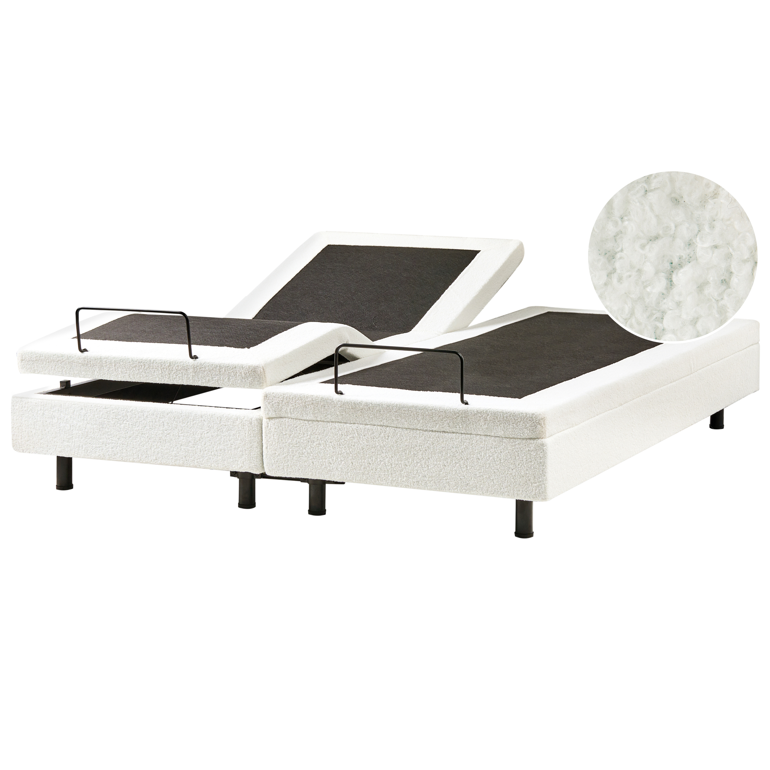 Säädettävä sänky ilman sängynpäätyä buklee DUKE 180 x 200 cm Luonnonvalkoinen