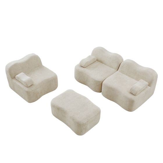 moduulisohva 3-paikkainen beige sametti skandinaavinen säädettävä
