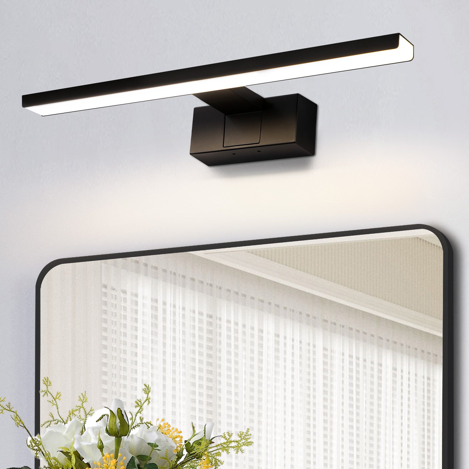 ZMH LED-seinävalaisin peilivalaisin musta seinävalaisin 30 cm IP44 kylpyhuoneeseen