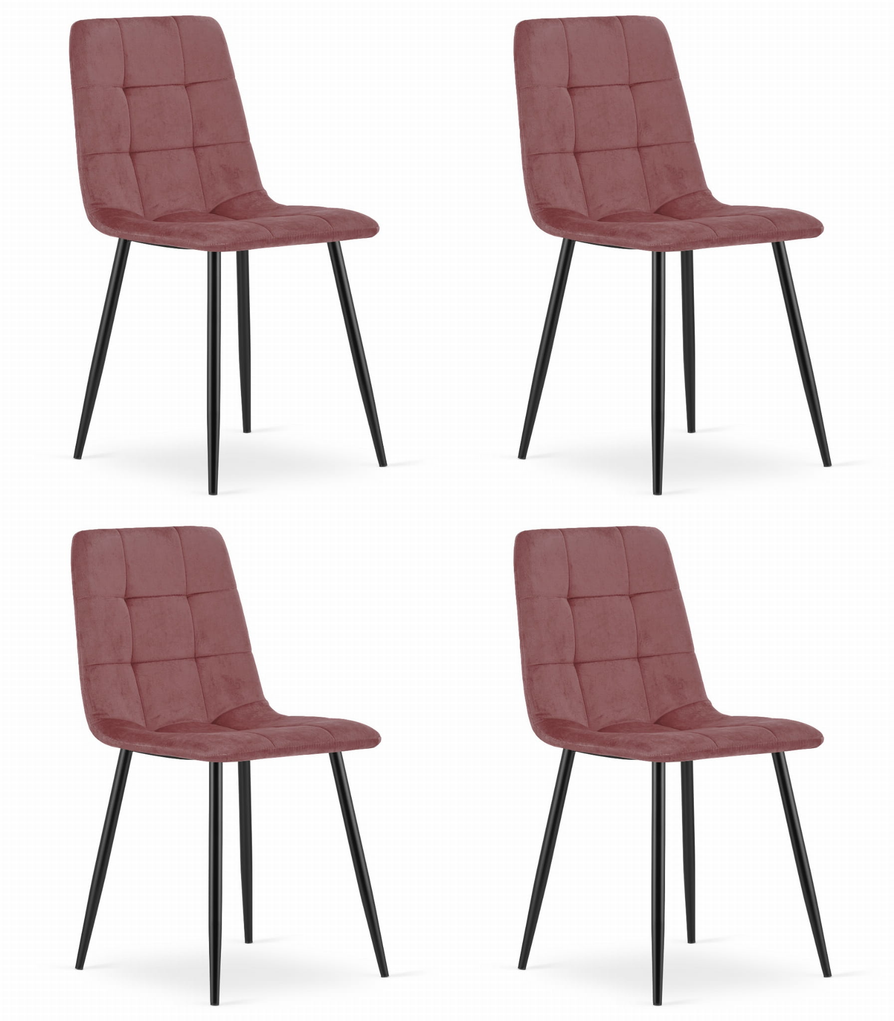 KARA-tuoli - pinkki sametti / mustat jalat x 4