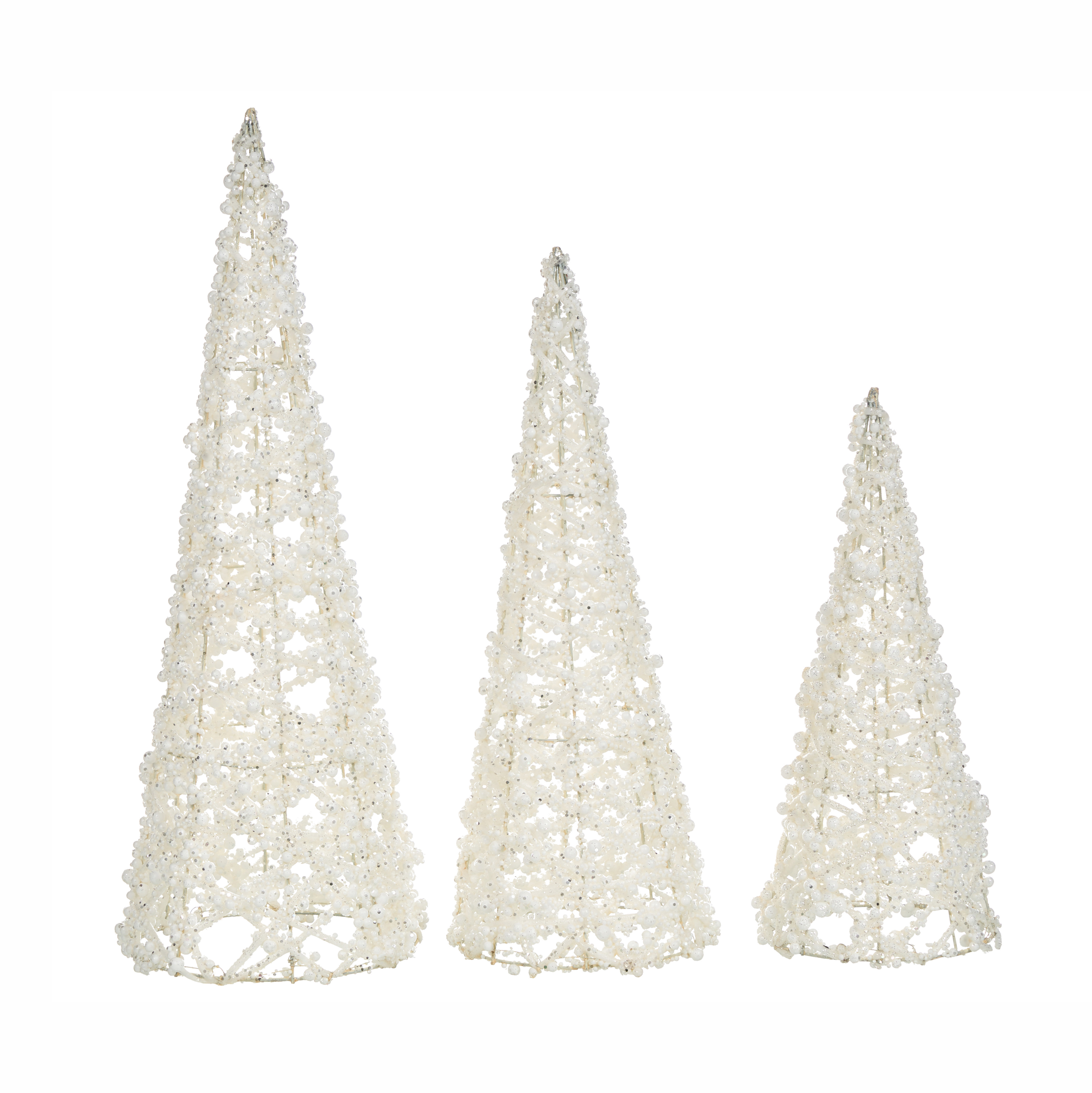 Koristesetti 3 kpl ROSAN Joulukuusi 40/50/60 cm Valkoinen