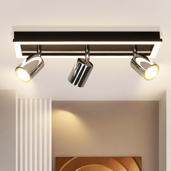 NETTLIFE 3- liekkinen LED - kattospottivalaisin, musta, GU10, säädettävä, 15 W, lämmin valkoinen