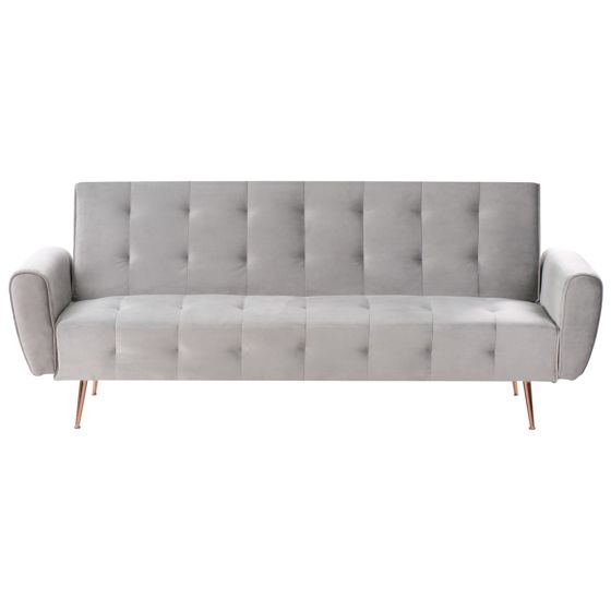 Vuodesohva SELNES sametti Vaaleanharmaa 3-istuttava