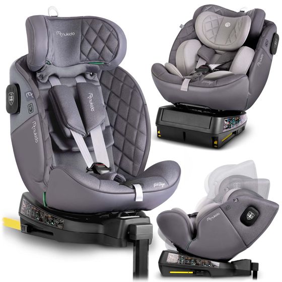 Nukido Prestige Line -turvaistuin, harmaa, 0-36 kg, ISOFIX-kiinnityksellä