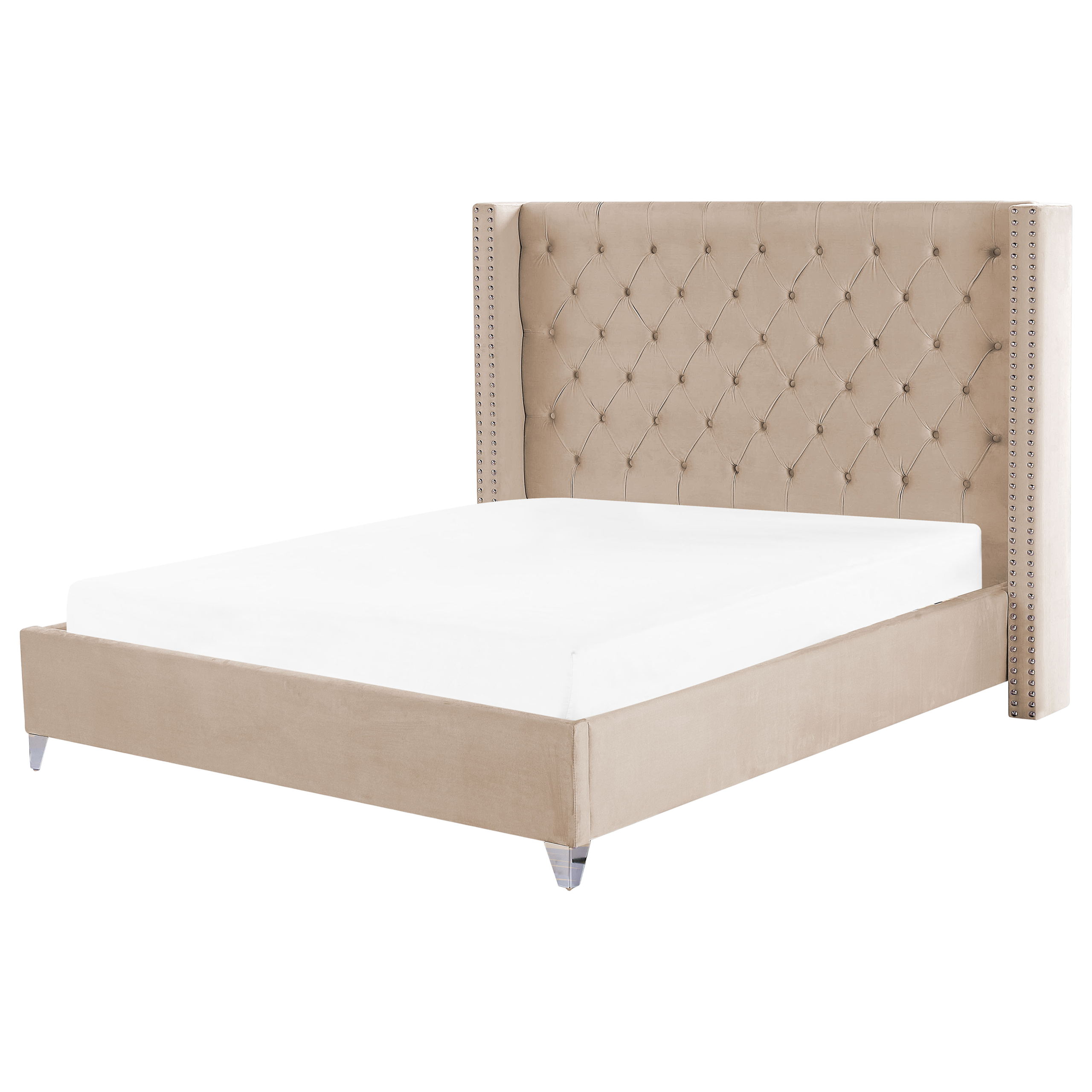 Sänky sametti LUBBON 180 x 200 cm Beige