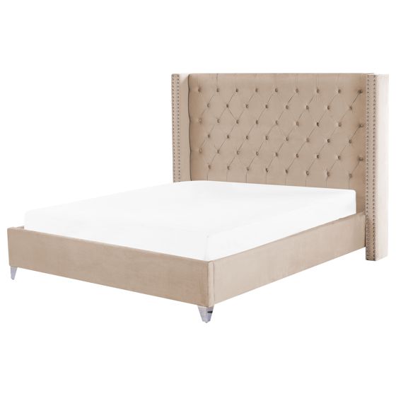 Sänky sametti LUBBON 180 x 200 cm Beige