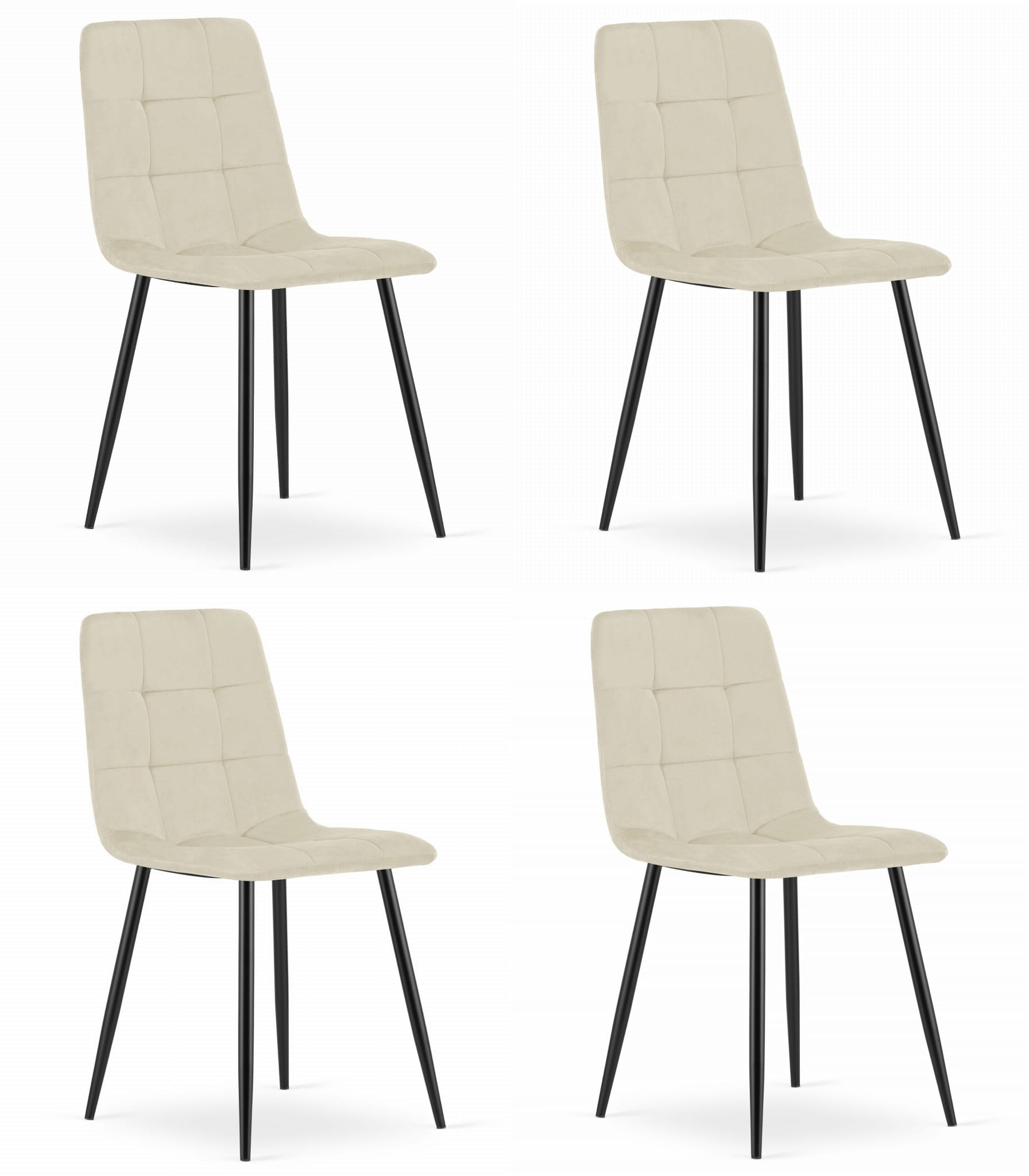 KARA-tuoli, vaalea beige sametti, mustat jalat (4 kpl)