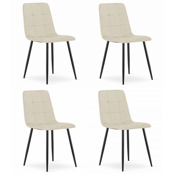 KARA-tuoli, vaalea beige sametti, mustat jalat (4 kpl)