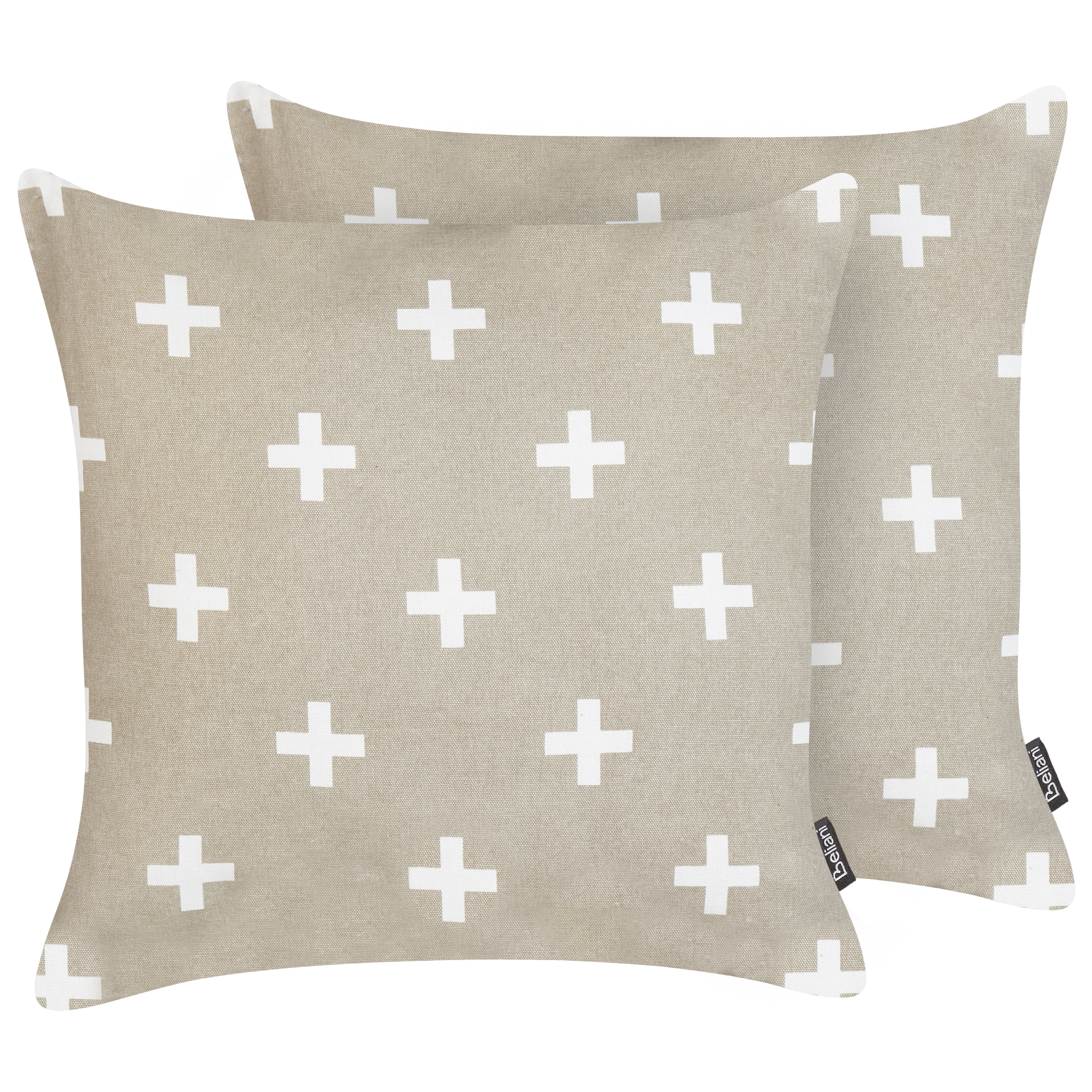Koristetyynysetti 2 kpl VELLEIA 45 x 45 cm Puuvilla Ruskeanharmaa Geometrinen kuvio