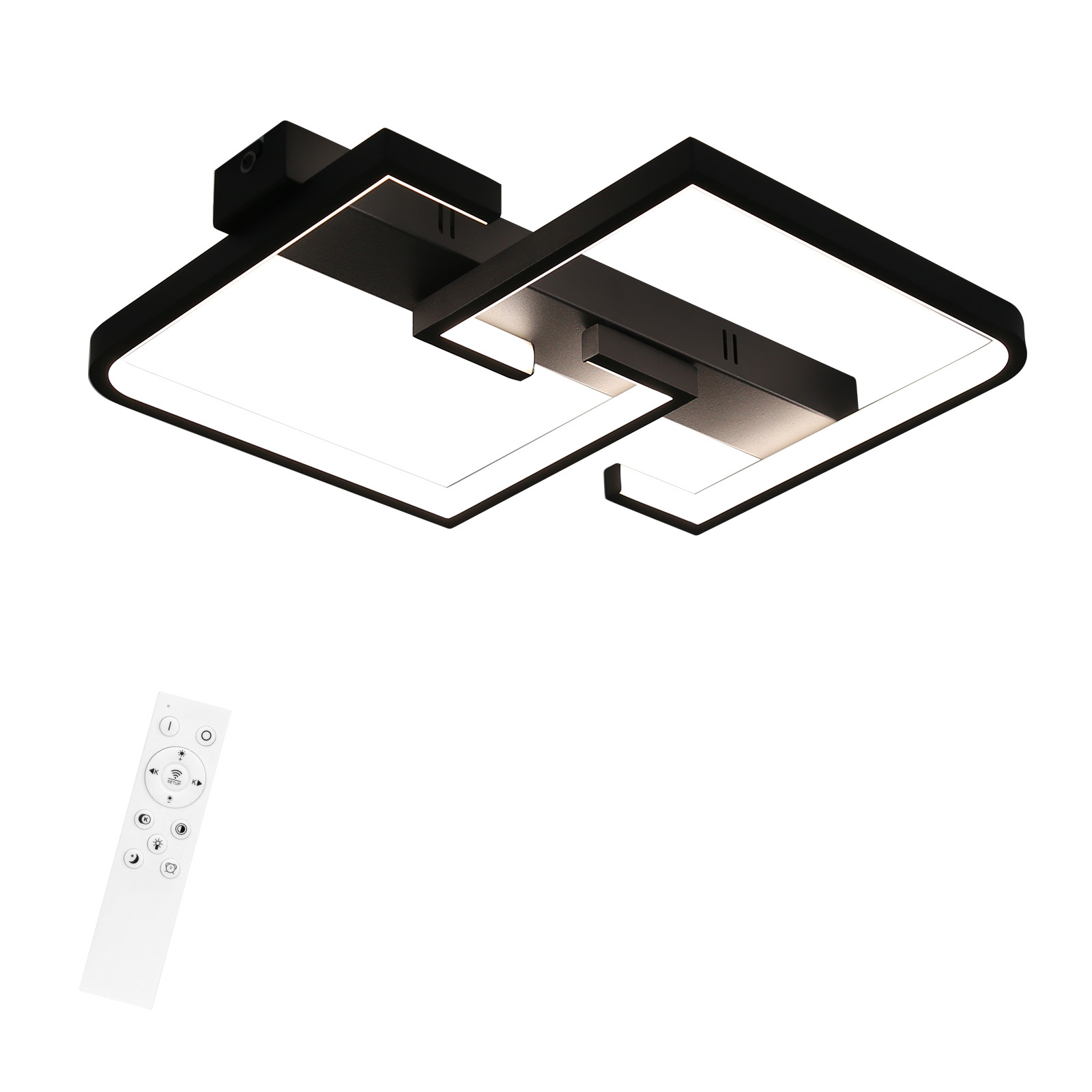NETTLIFE LED-kattovalaisin, 45W metalli, 60CM olohuone, himmennettäväKaukosäätimellä, musta moderni, muotoilu makuuhuoneeseen