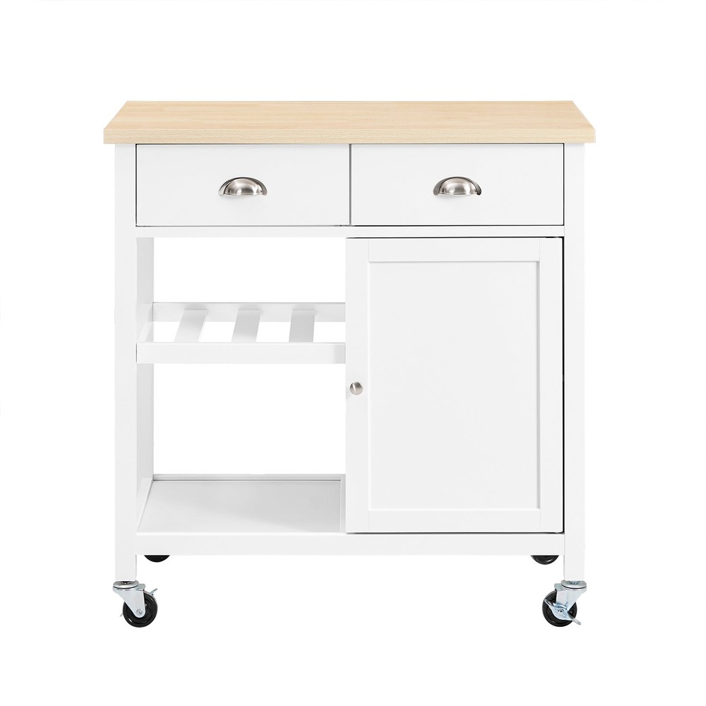 SoBuy Keittiövaunu keittiön ruokakomero kaappi pyörillä valkoinen 87x48x89 cm FKW62-II-WN