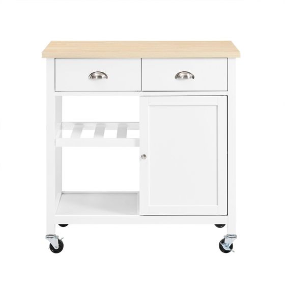 SoBuy Keittiövaunu keittiön ruokakomero kaappi pyörillä valkoinen 87x48x89 cm FKW62-II-WN