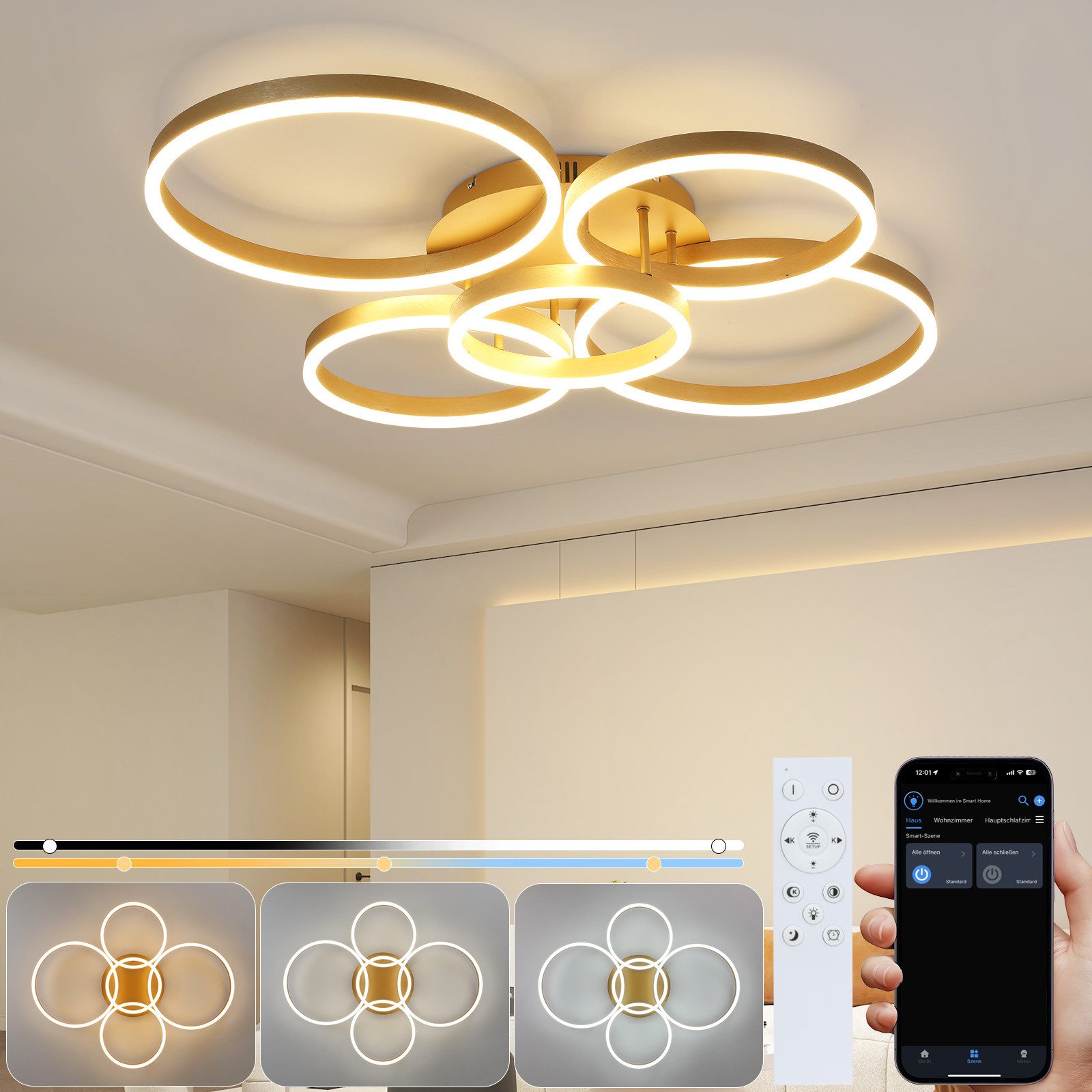 NETTLIFE LED - kattovalaisin, kultaisena, metallina