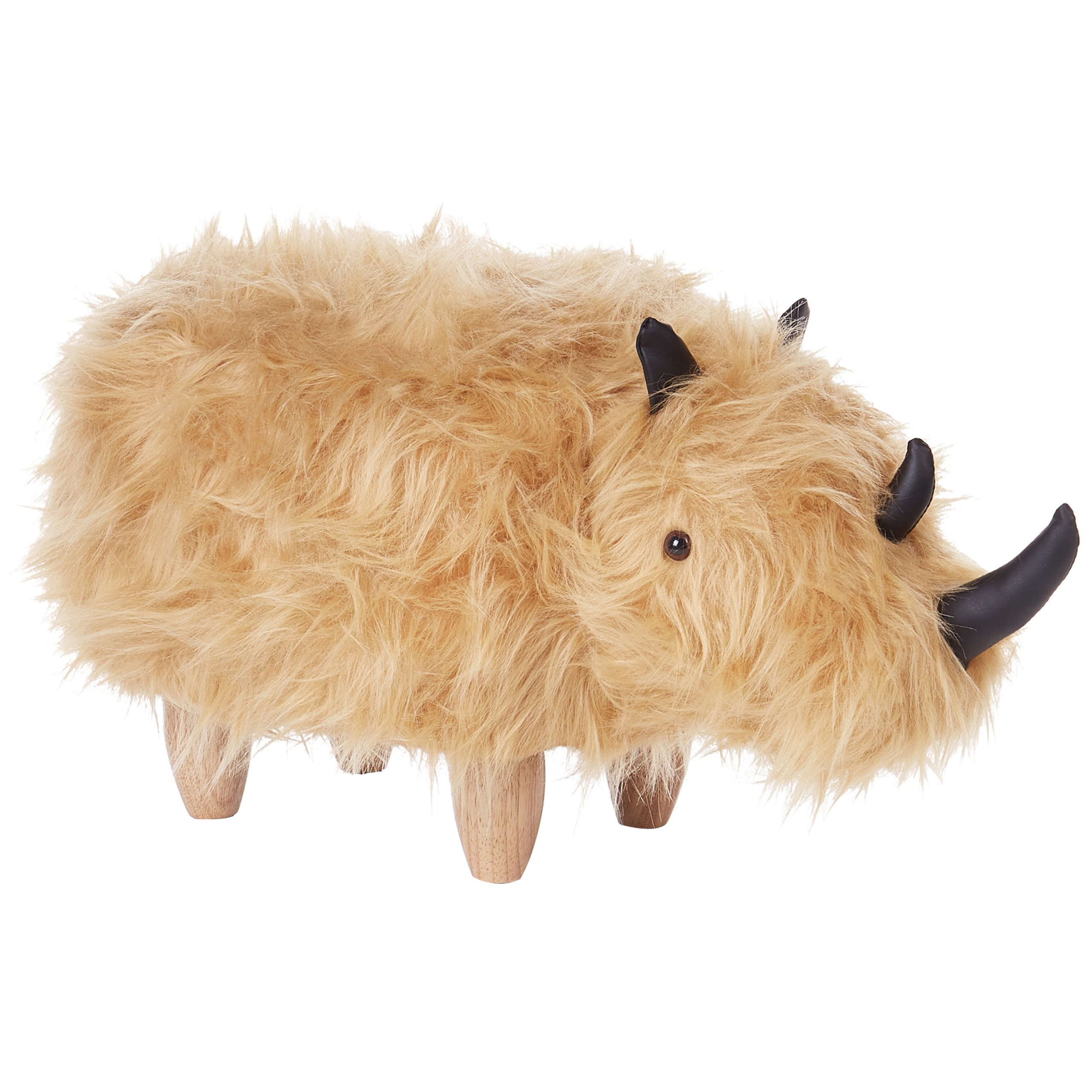 Eläinjakkara WOOLLY Sarvikuono Keinoturkis Beige