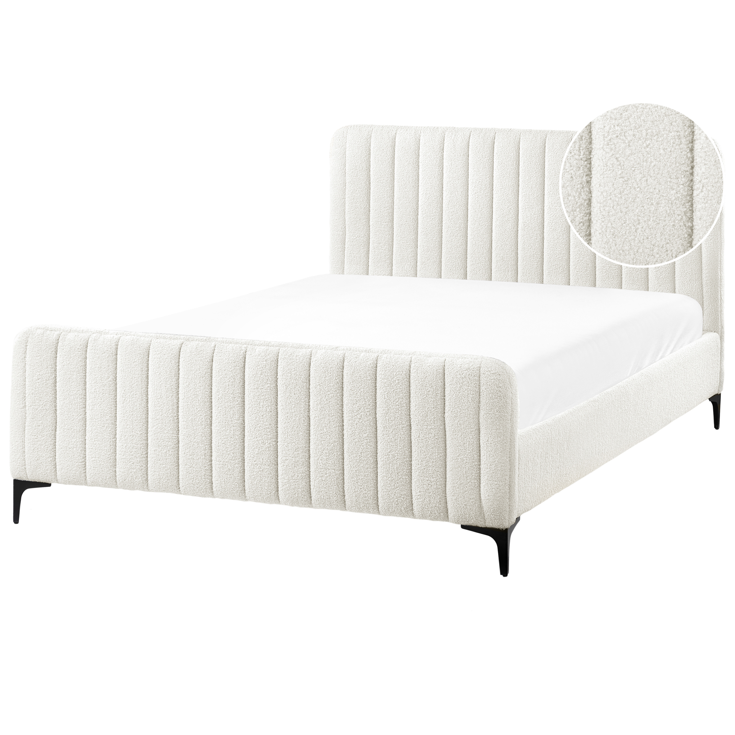 Sänky buklee LUNAN 140 x 200 cm Luonnonvalkoinen