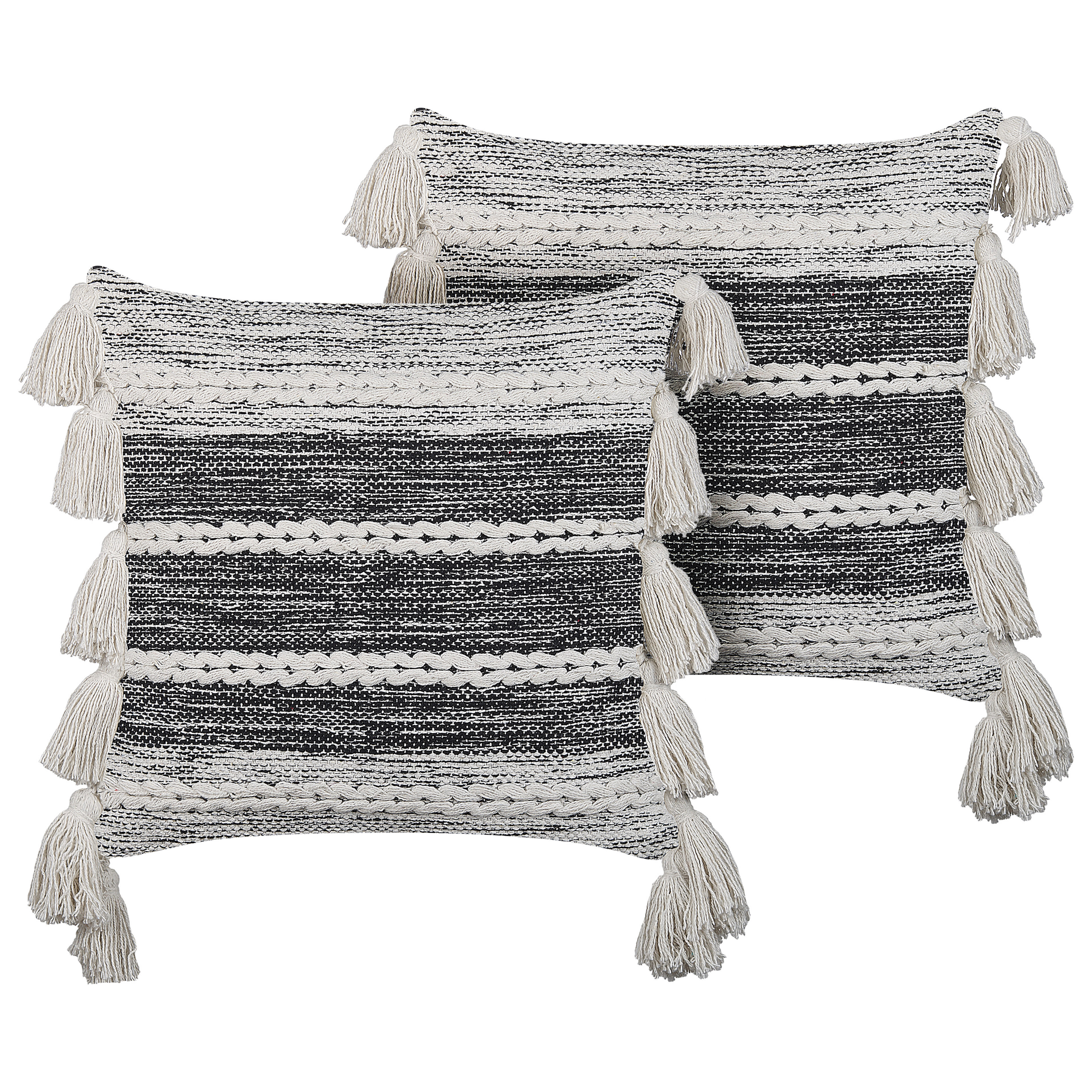 Koristetyynysetti 2 kpl ROCHEA 45 x 45 cm Puuvilla Musta Raitakuvio