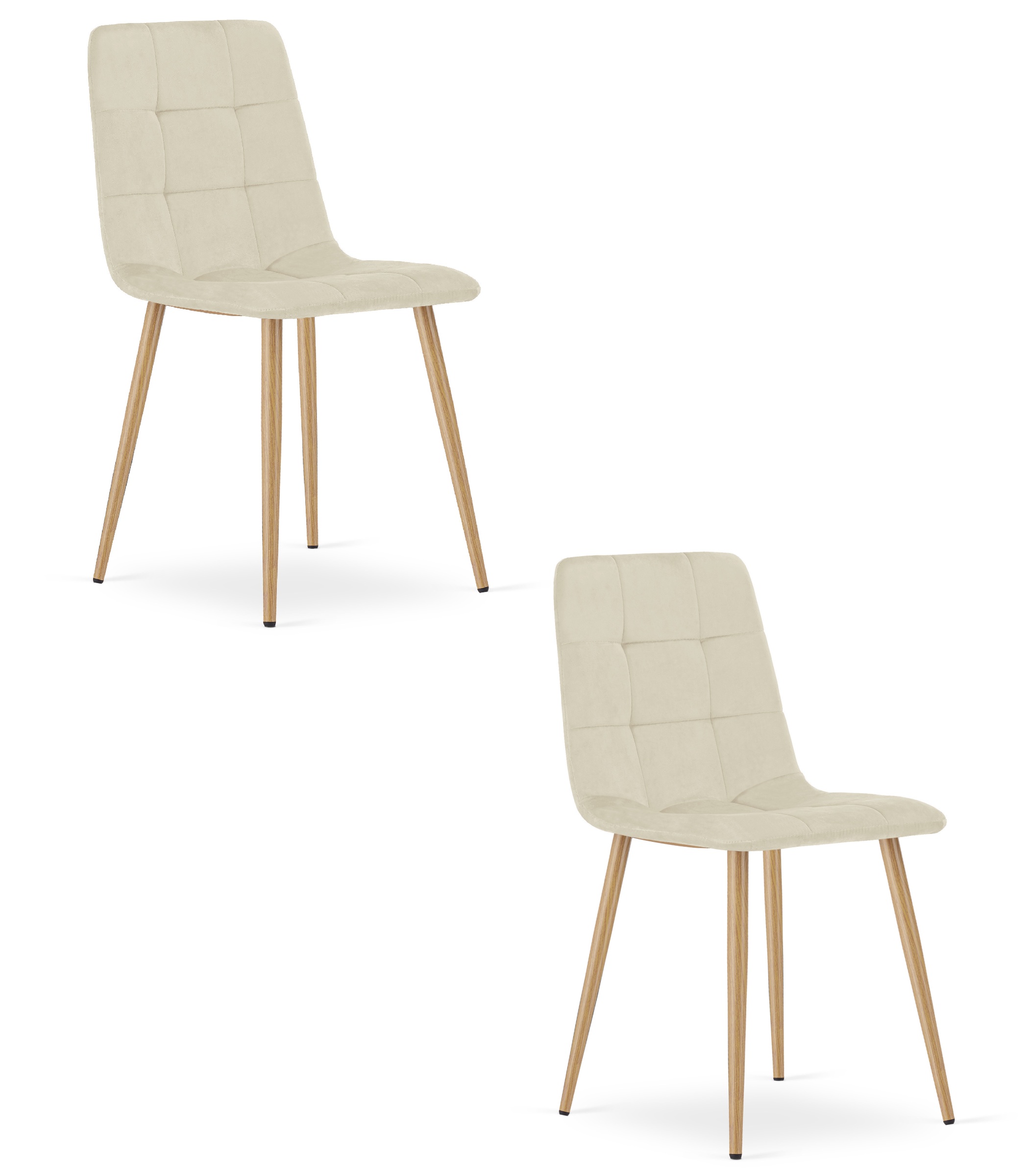KARA-tuoli, vaalea beige sametti, puujalat (2 kpl)