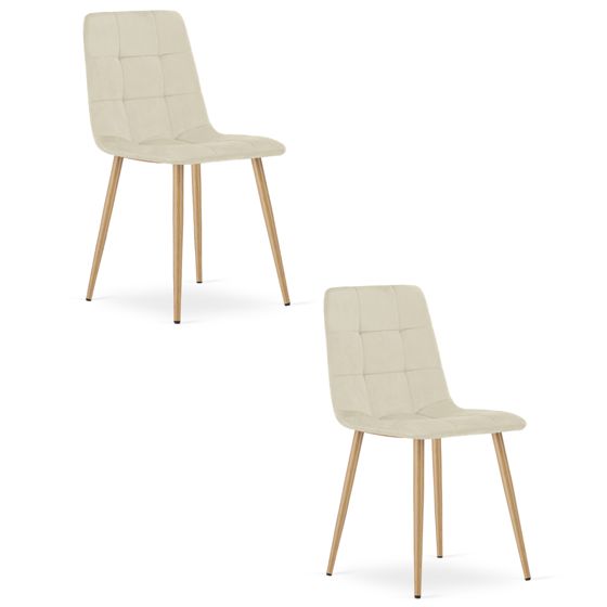 KARA-tuoli, vaalea beige sametti, puujalat (2 kpl)