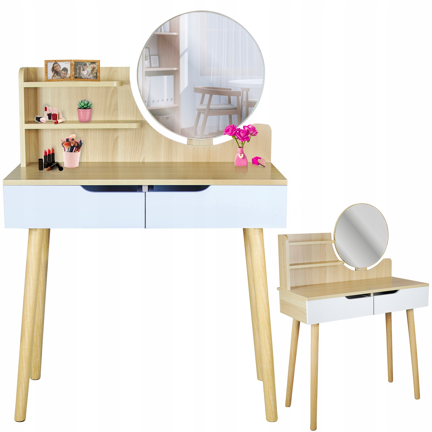 Skandinaavinen meikkipöytä peilillä SCANDI