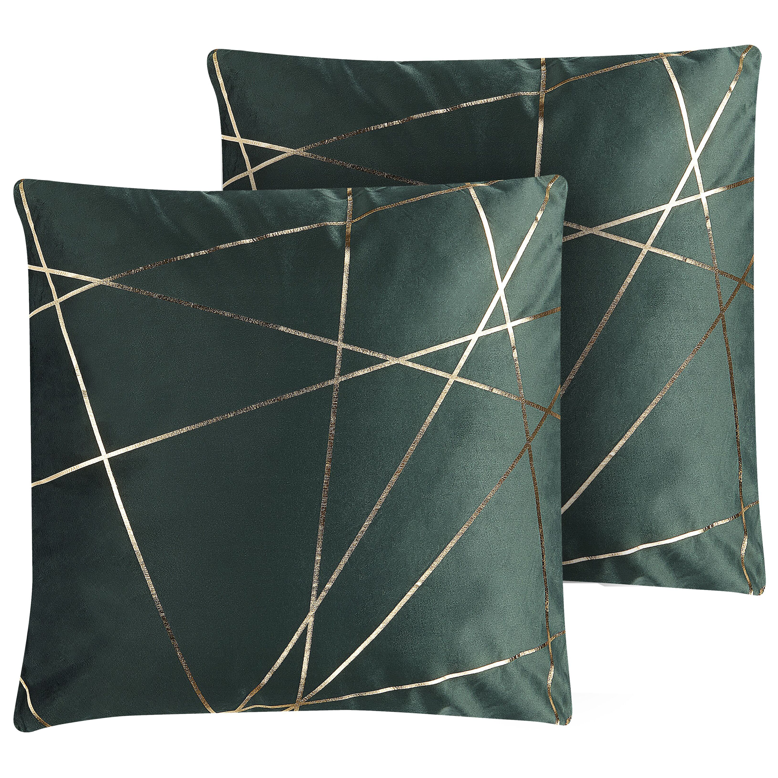Koristetyynysetti 2 kpl PINUS sametti 45 x 45 cm Tummanvihreä Geometrinen kuvio
