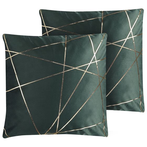 Koristetyynysetti 2 kpl PINUS sametti 45 x 45 cm Tummanvihreä Geometrinen kuvio