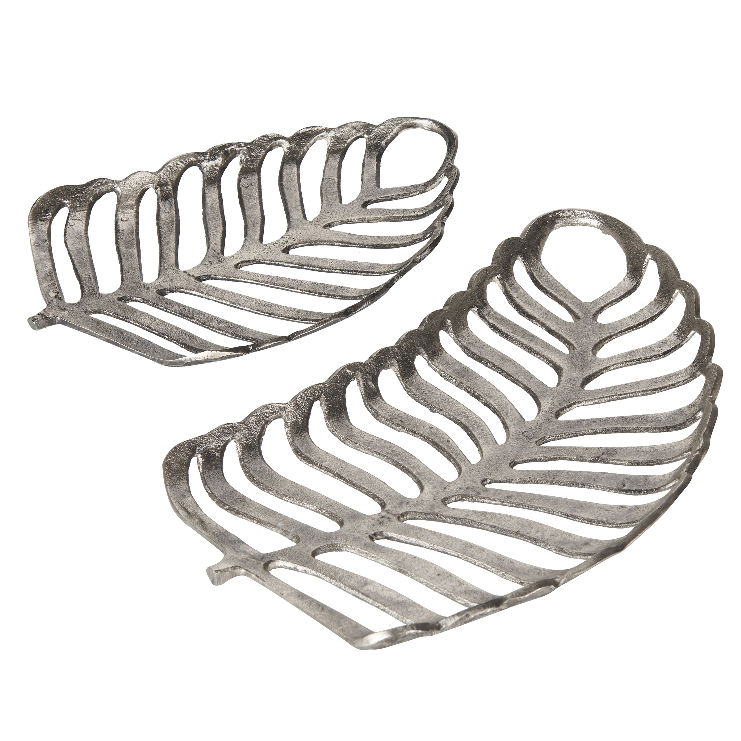 Koristeastiasetti 2 kpl Lehti AMNISOS metalli Hopea