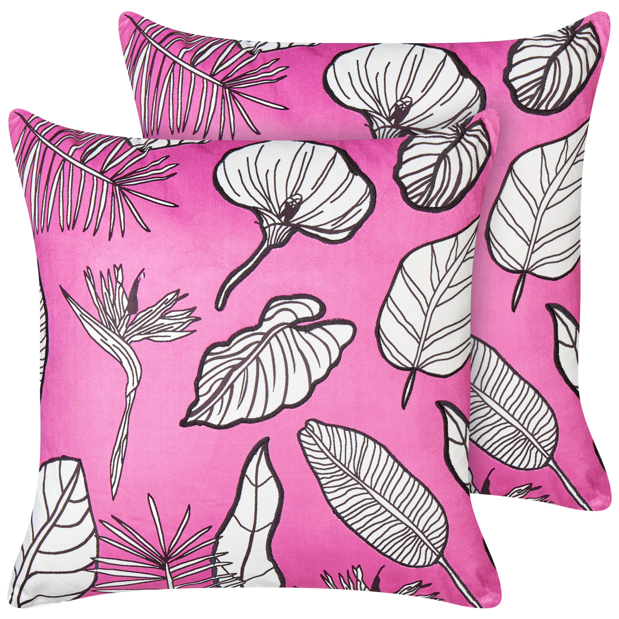 Koristetyynysetti 2 kpl MALVA 45 x 45 cm Sametti Vaaleanpunainen Kukkakuvio