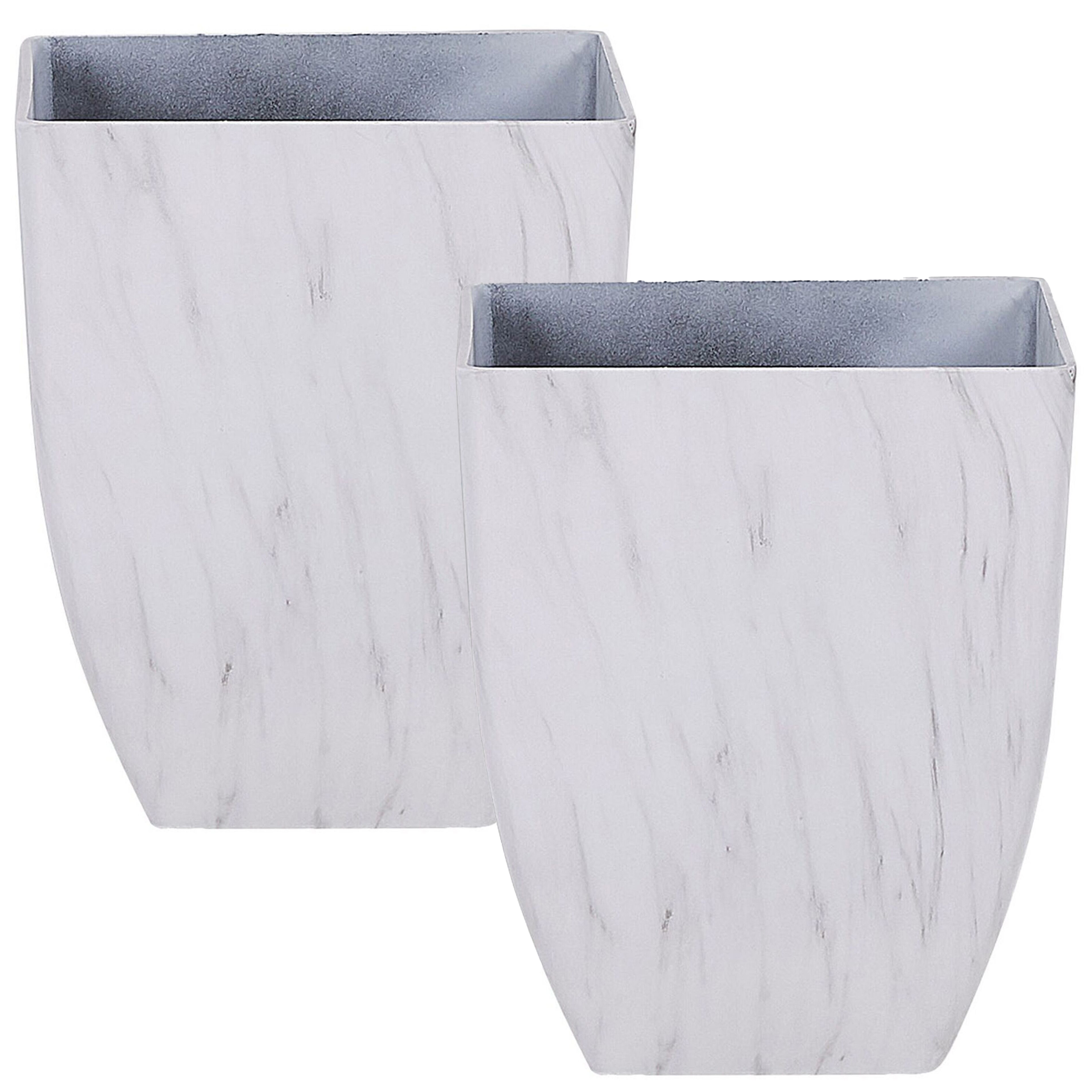 Kukkaruukkusetti 2 kpl MIRO 35 cm Valkoinen marmorikuvio