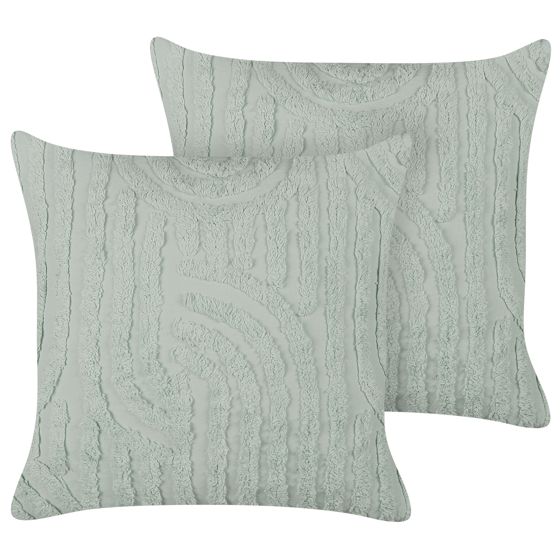 Koristetyynysetti 2 kpl TELLIMA puuvilla 45 x 45 cm Mintunvihreä Geometrinen kuvio