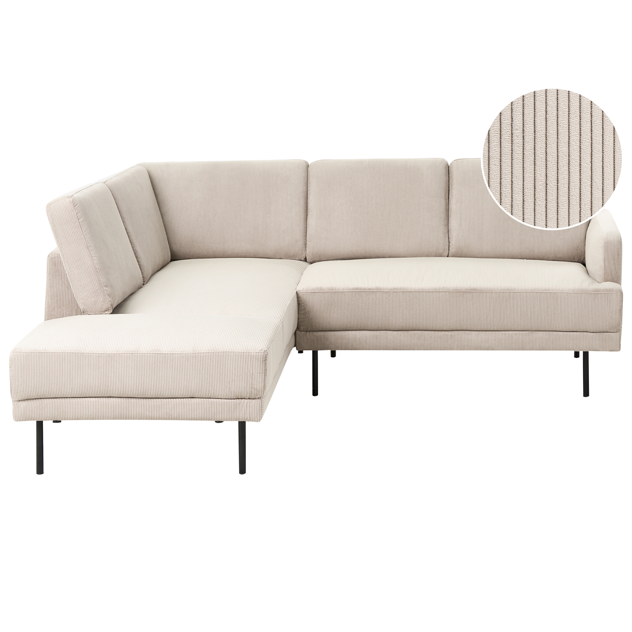 Kulmasohva 4-istuttava BREDA vakosametti Beige Oikea