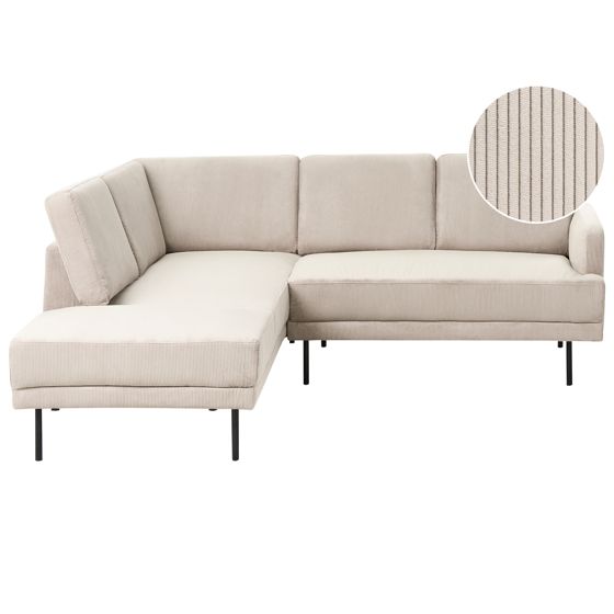 Kulmasohva 4-istuttava BREDA vakosametti Beige Oikea