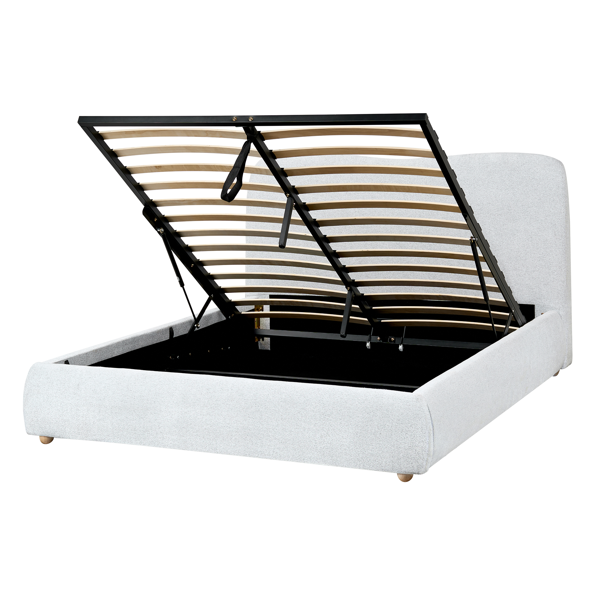 Sänky säilytystilalla kangas BLAGNAC 140 x 200 cm Vaaleanharmaa