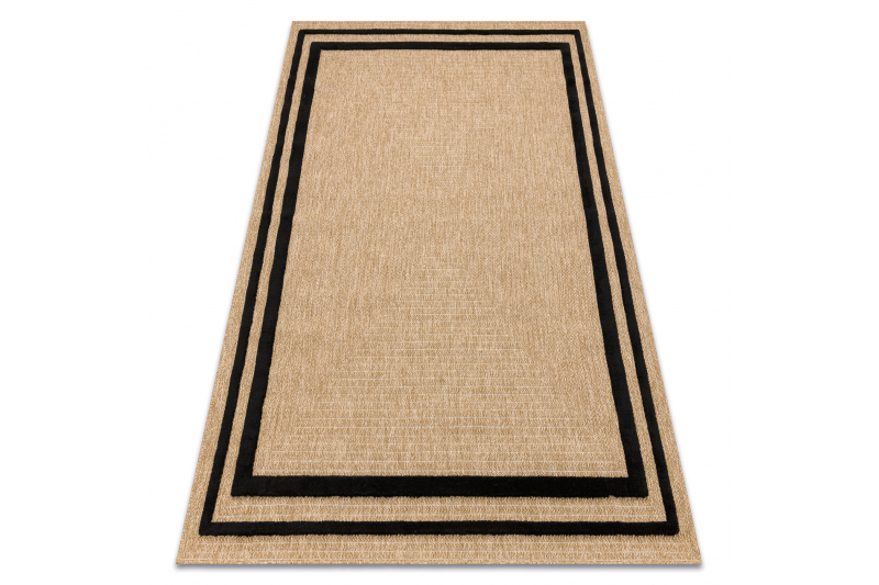 SPARK 0687 beige / musta matto - sisal, rakenne 160x220 cm