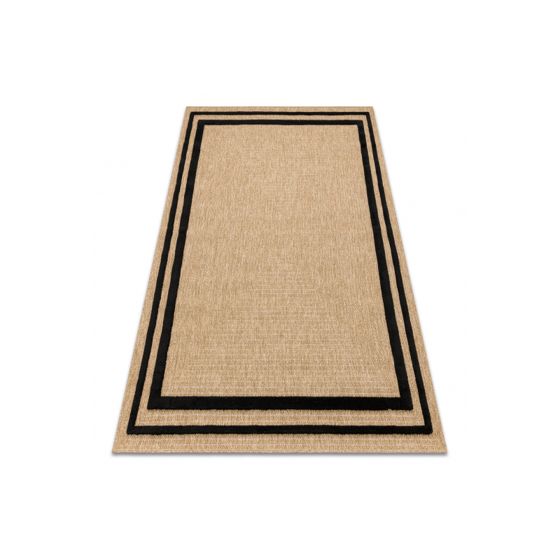 SPARK 0687 beige / musta matto - sisal, rakenne 160x220 cm